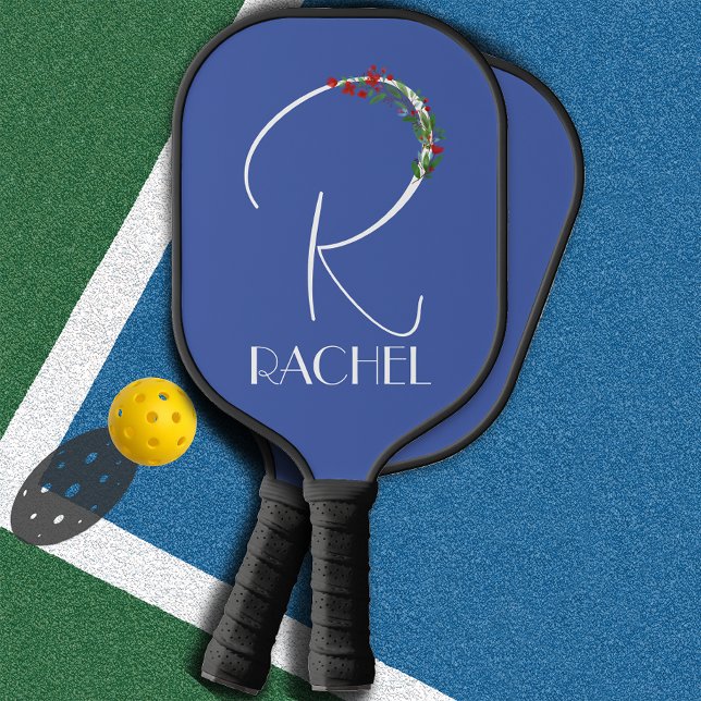 Modern Aquarellname Erstname R Blau Pickleball Schläger (Von Creator hochgeladen)