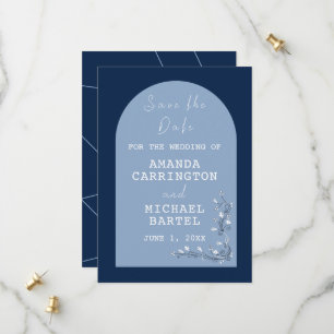 Modern Arch Blue Hues Save the Date Card