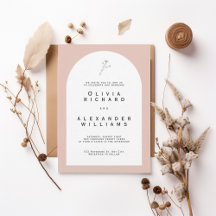 Modern Arch Blush Minimalist Wedding Invitation