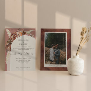 Modern Arch BOHO Wasserfarben Pampelgras Einladung