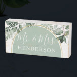 Modern Arch Botanic Greenery Hochzeitstisch Mr. Holzkisten Schild<br><div class="desc">Moderner Botanischer Garten Hochzeitstisch Frau Wooden Box Zeichen</div>