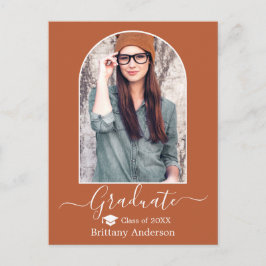 Modern Arch Cap Calligrafy Terracotta Abschluss Postkarte