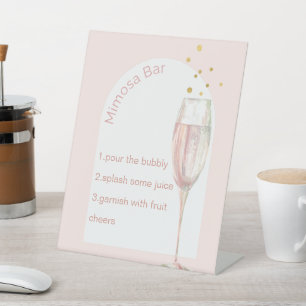 Modern arch chic pink Brautparty mimosa Bar sig Sockelschild