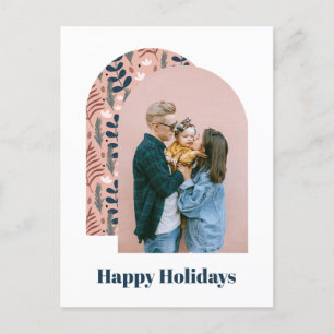 Modern Arch Custom Foto Pink Foliage Feiertagspostkarte