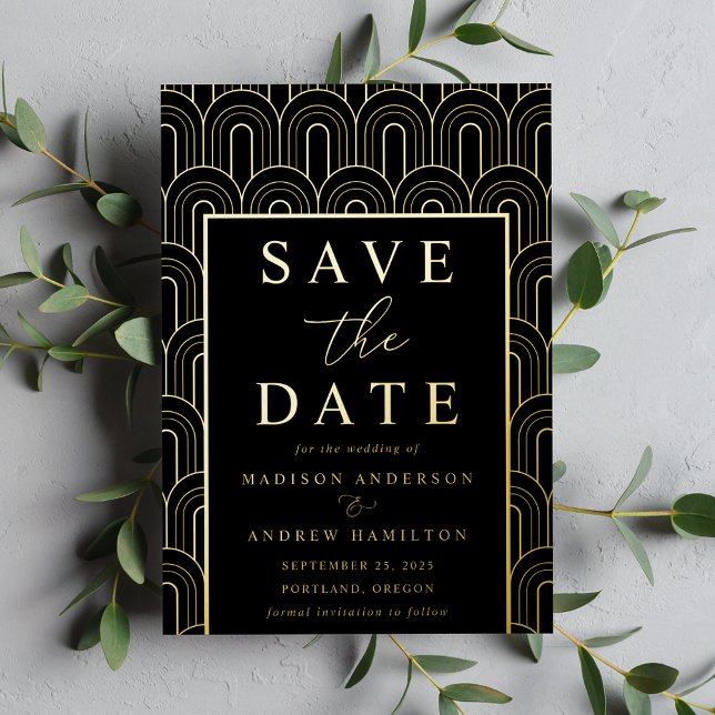 Modern Arch Deco Wedding Save the Date Folieneinladung (Von Creator hochgeladen)