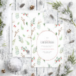 Modern Arch Forest Berry Pinecone Frohe Weihnachte Feiertagskarte<br><div class="desc">Wie kann man den Feiertag besser vermitteln als mit unserer modernen Arschwald Berry Pinecone Frohe Weihnachtskarte? Diese schöne Karte zeigt ein modernes Wintergrün-Muster festlicher Heilige und Beeren, hinter der Pille geformt Einzug mit Ihren Feiertagsgruß. Das Wort "Merry" ist elegant in einem Schriftart mit roten Schriften geschrieben, was es zu einer...</div>
