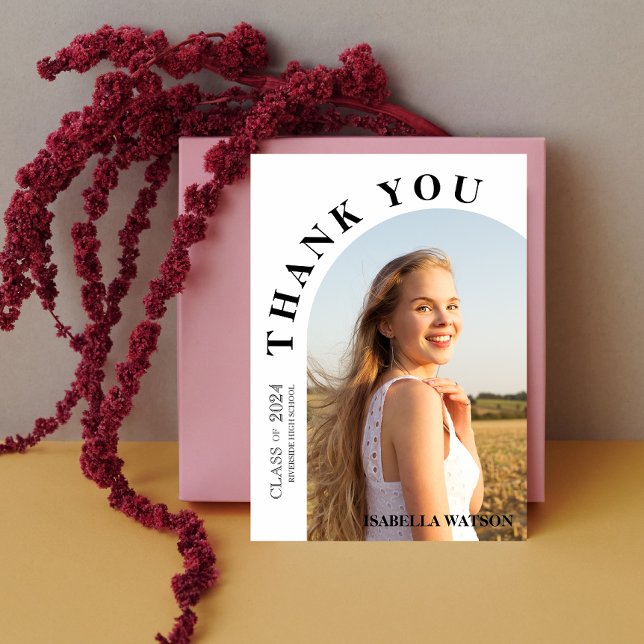 Modern Arch Foto Abschluss Danke Karte (Modern Arch Photo Graduation Thank You Card)