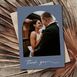 Modern Arch Foto Dusty Blue Wedding Vielen Dank Dankeskarte