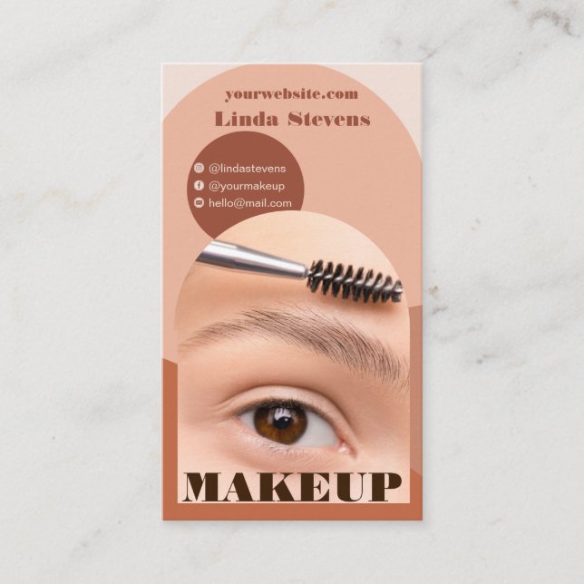 Modern arch makeup boho Foto qr Logo Visitenkarte (Vorderseite)
