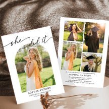 Modern Arch Photo Graduation Party Invitation