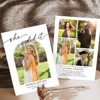 Modern Arch Photo Graduation Party Invitation Einladung