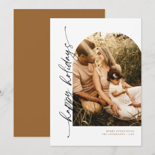 Modern Arch Script Holiday Foto Card Einladung