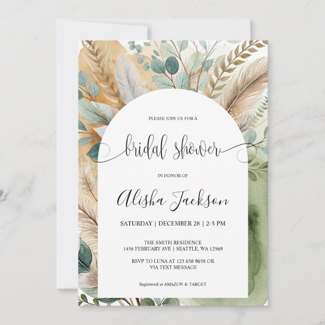 Modern Arch Terracotta & Sage Brautparty Einladung (Vorderseite)