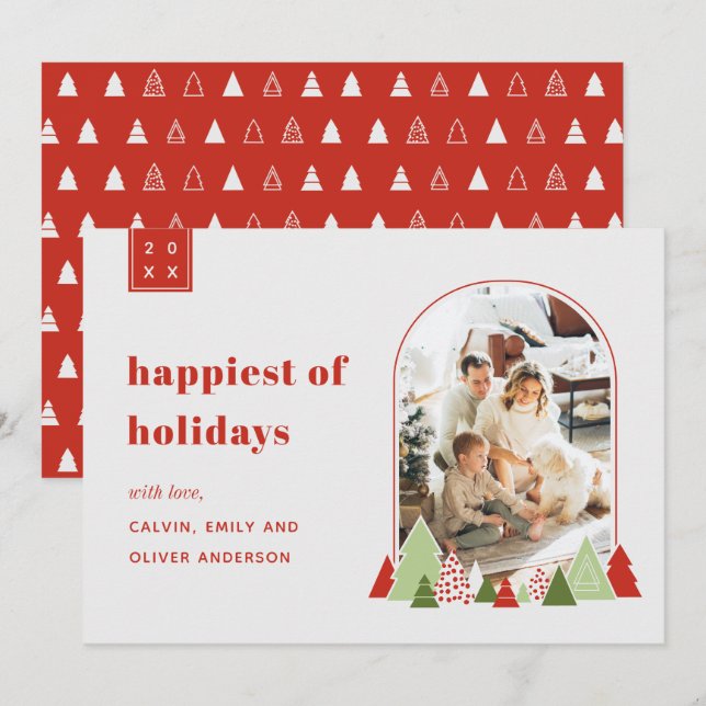 Modern Arch und farbenfrohe Foto Weihnachtskarte Einladung (Vorne/Hinten)