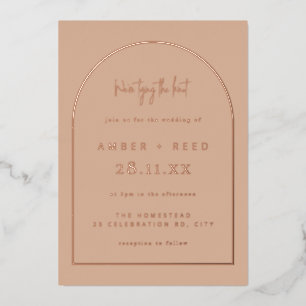 Modern Arch Wedding Blush Real Rose Gold Folieneinladung