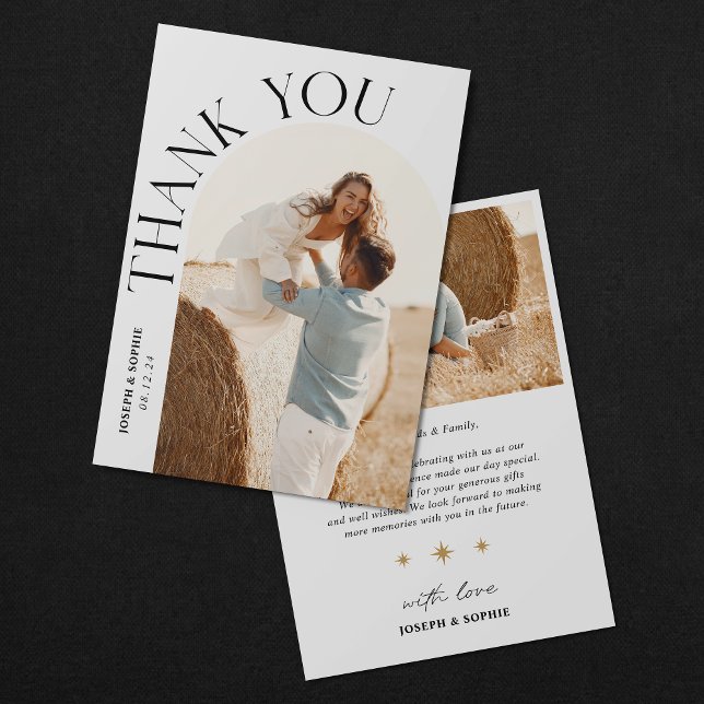 Modern Arch Wedding Dankeschön Card mit 2 Foto Dankeskarte (Von Creator hochgeladen)