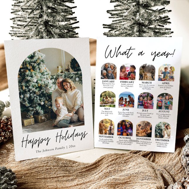 Modern Arch Year of Review Family Foto Weihnachten (Modern Arch Year in Review Family Photo Christmas Holiday Card)