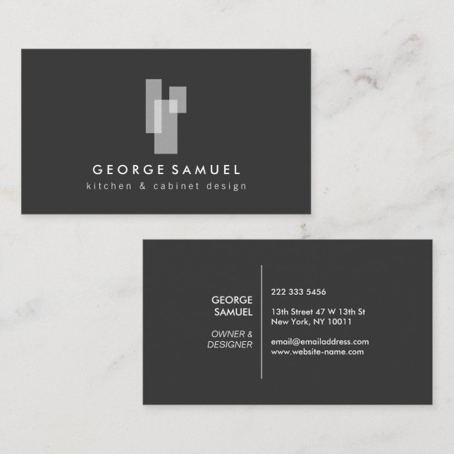 Modern Architectural Blocks Logo II White/Gray Visitenkarte (Vorne/Hinten)
