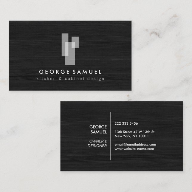 Modern Architectural Blocks Logo II White/Gray  Visitenkarte (Vorne/Hinten)