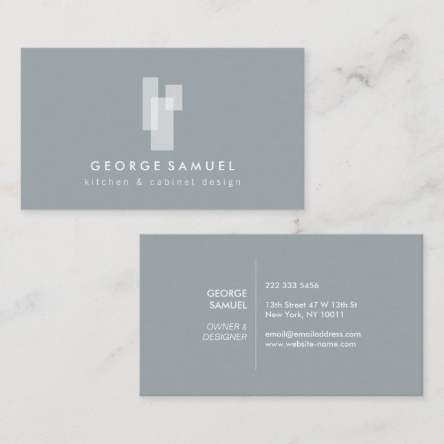 Modern Architectural Blocks Logo II White/Slate  Visitenkarte (Vorne/Hinten)