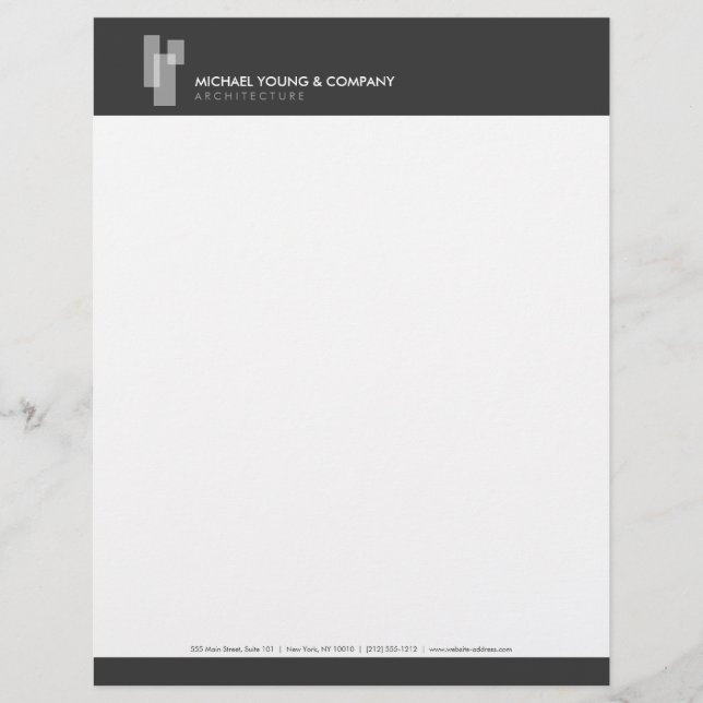 Modern Architectural Blocks Logo weiß/grau Briefbogen (Vorderseite)