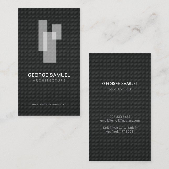 Modern Architectural Blocks Logo White/Gray  Visitenkarte (Vorne/Hinten)
