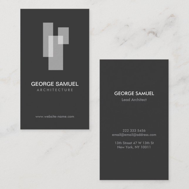 Modern Architectural Blocks Logo White/Gray  Visitenkarte (Vorne/Hinten)