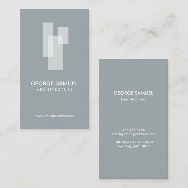 Modern Architectural Blocks Logo White/Slate  Visitenkarte (Vorne/Hinten)