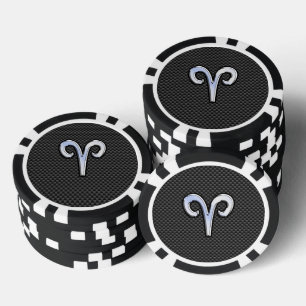 Modern Aries signieren auf Holzkohlefaser Print Pokerchips