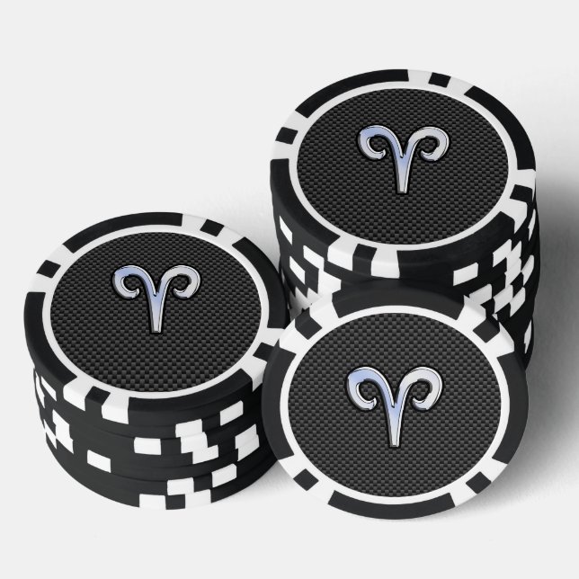Modern Aries signieren auf Holzkohlefaser Print Pokerchips (Stapel)