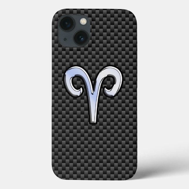 Modern Aries signieren auf Holzkohlefaser-Printwer Case-Mate iPhone Hülle (Rückseite)
