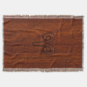 Modern Aries Zodiac Symbol auf Mahagoni wie Druck Decke
