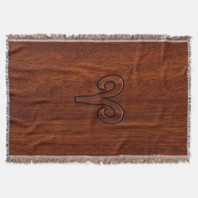 Modern Aries Zodiac Symbol auf Mahagoni wie Druck Decke (Vorderseite)