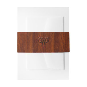 Modern Aries Zodiac Symbol auf Mahagoni wie Druck Einladungsbanderole
