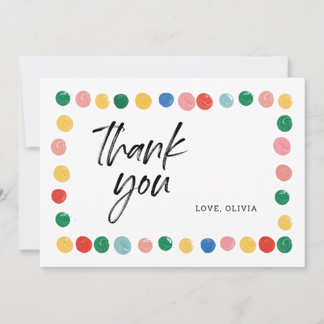 Modern Art Birthday Party Danke Karten (Vorderseite)