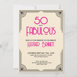 Modern Art Deco 50 and Fabulous Birthday  Einladung