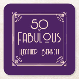 Modern Art Deco 50 and Fabulous Birthday Rechteckiger Pappuntersetzer