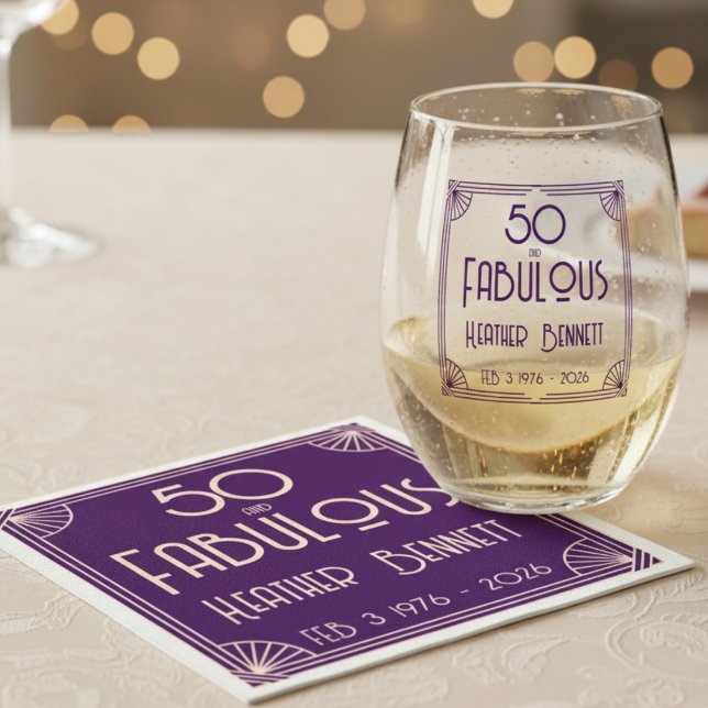 Modern Art Deco 50 and Fabulous Birthday Serviette (Von Creator hochgeladen)