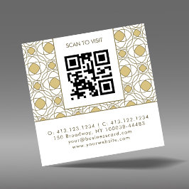 Modern Art Deco Square QR Code Business Card Quadratische Visitenkarte