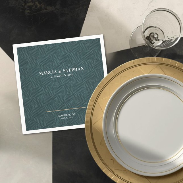 Modern Art Deco Wedding  Serviette (Geometric Pattern Modern Personalized Napkin)