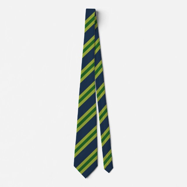 Modern Art Diagonal Stripes Blue Green Krawatte (Vorderseite)