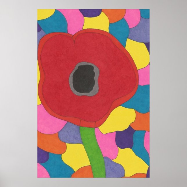 Modern Art gestanzt Glas Poppy Poster Print (Vorne)