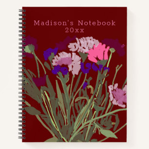 Modern Art Happy Colorful Wildblumen + Individuell Notizbuch