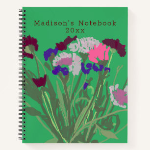 Modern Art Happy Colorful Wildblumen + Individuell Notizbuch
