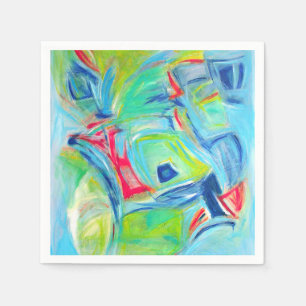 Modern Art Malerei expressive Green and Blue Serviette