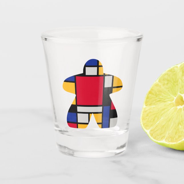 Modern Art Meeple Shot Glass Schnapsglas (Vorderseite)