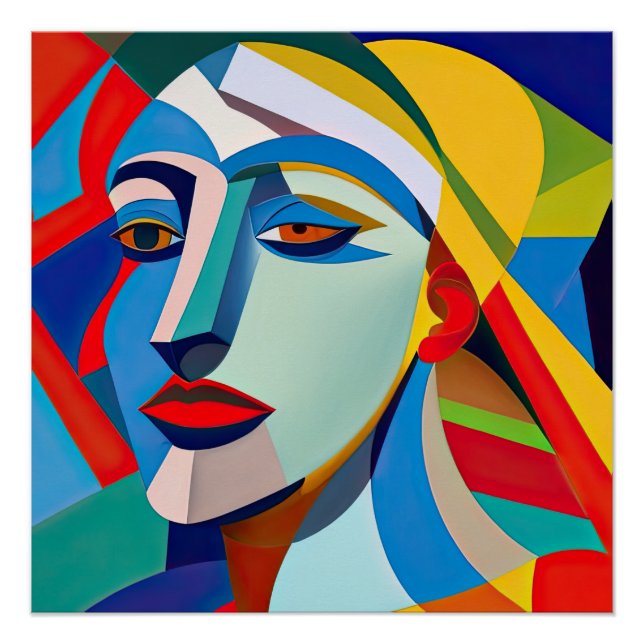 Modern Art Picasso Style Frau Poster (Vorderseite)