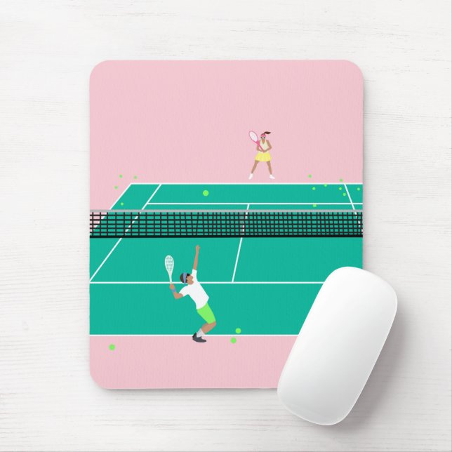 Modern Art Tennis Match Player Pink Green   Mousepad (Mit Mouse)