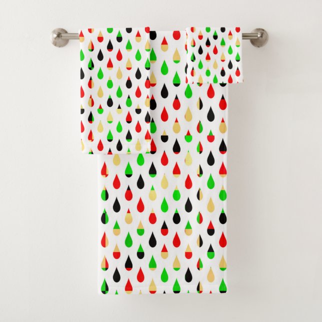 Modern Art Water Drops Teardrop Pattern Towel Set (En situation)