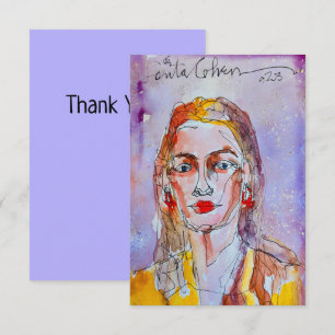 Modern Art Watercolor Frau Vielen Dank Karten
